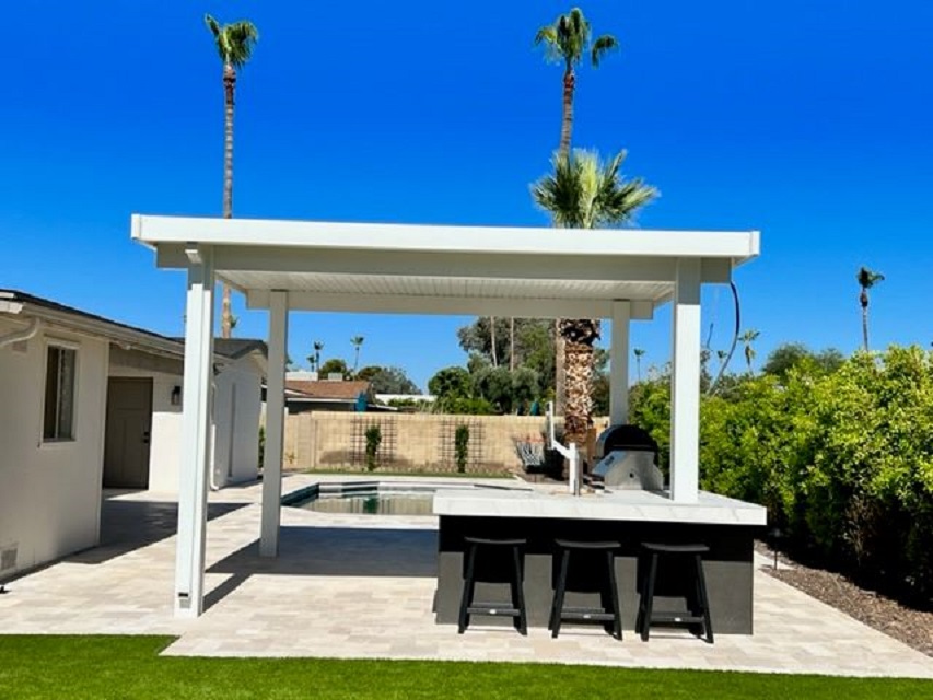 Solid White Roof Pergola