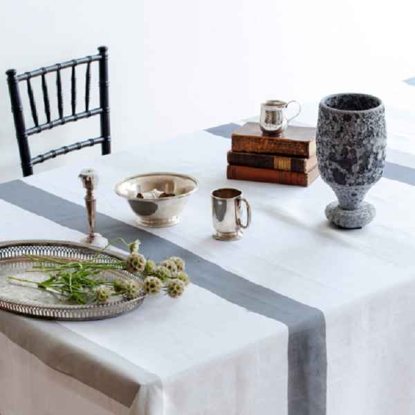 Huddleson-Italian Linen Printed Table Linens Cinta Grey