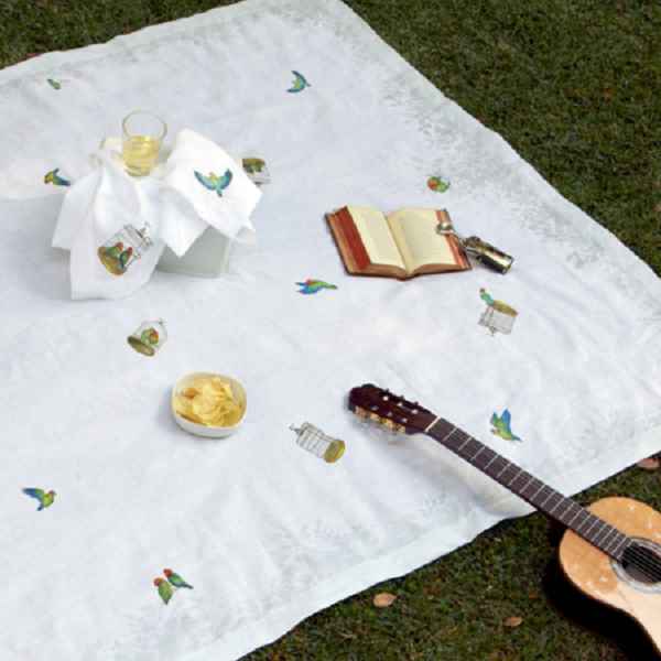 Huddleson-Italian Linen Printed Table Linens-Love Birds